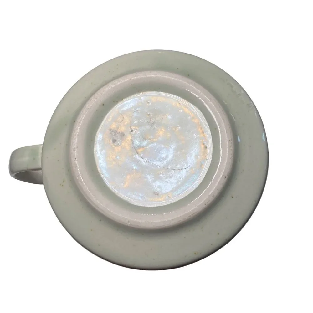 Vintage‎ Speckled Stoneware Soup Mug With Blue Stripe